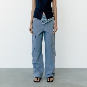 ZARA blue cargo pants, size 2, NWT